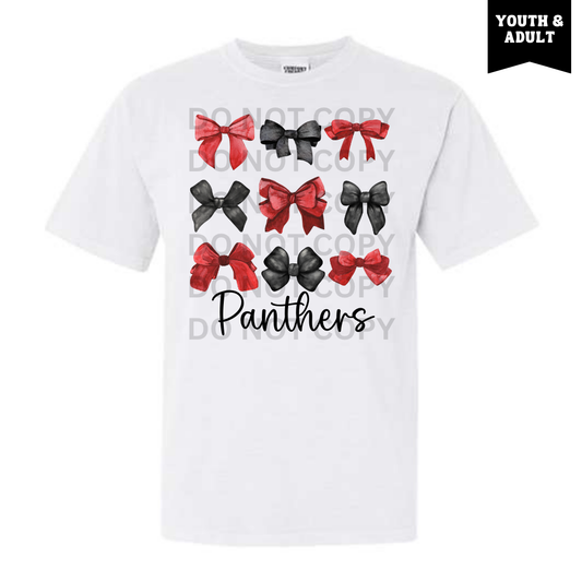 White Panthers Watercolor Bow Tee
