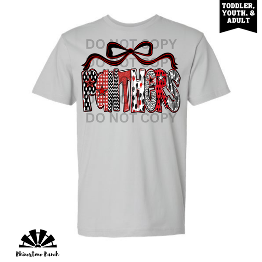 Silver Panthers with Bow Tee
