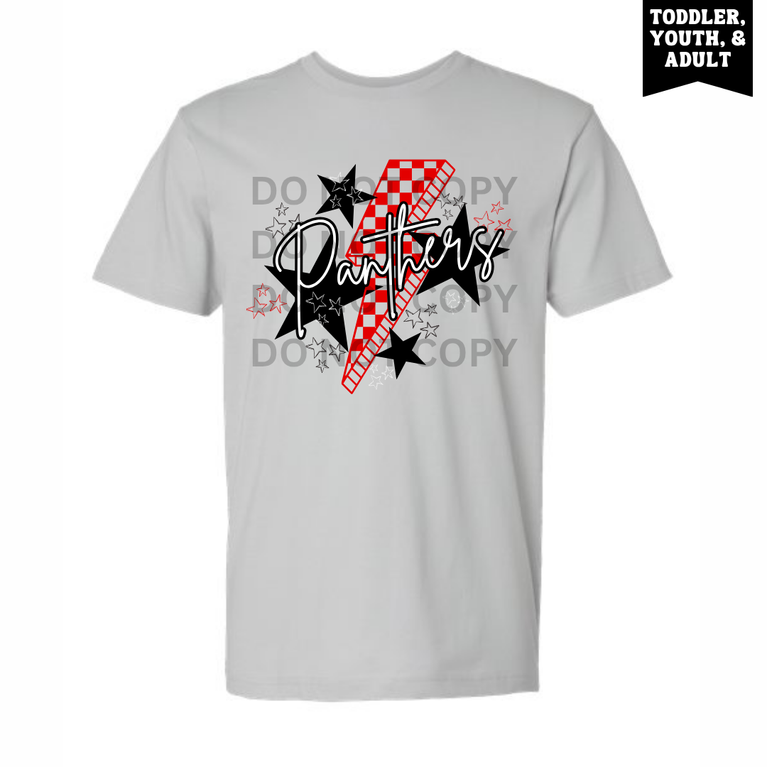 Silver Panthers Checkered Lightning Bolt Tee