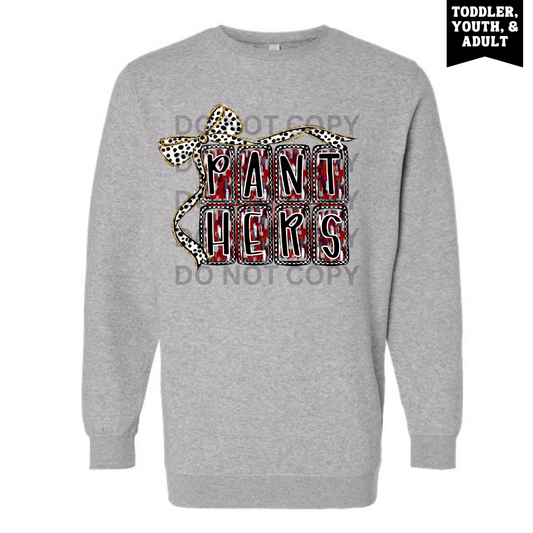 Heather Dotted Bow Brushstroke Panthers Sweatshirt