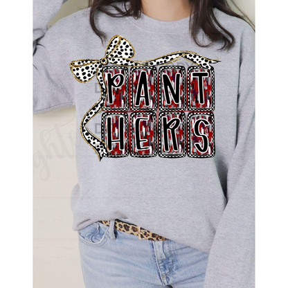 Heather Dotted Bow Brushstroke Panthers Sweatshirt
