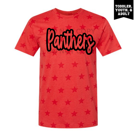 Red Star Hollow Cursive Panthers Tee