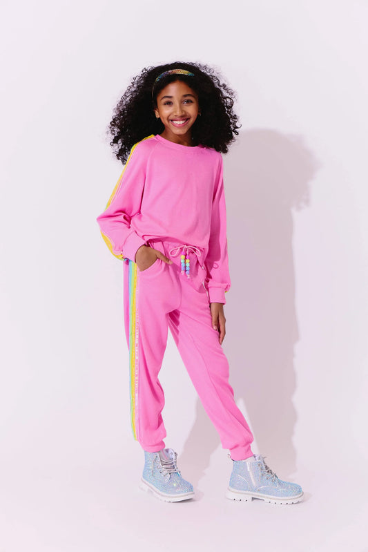 Youth Pink Rainbow Sequin Set