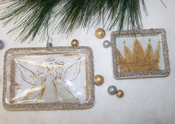 Angel Trio Ivory Gold Glass Ornament