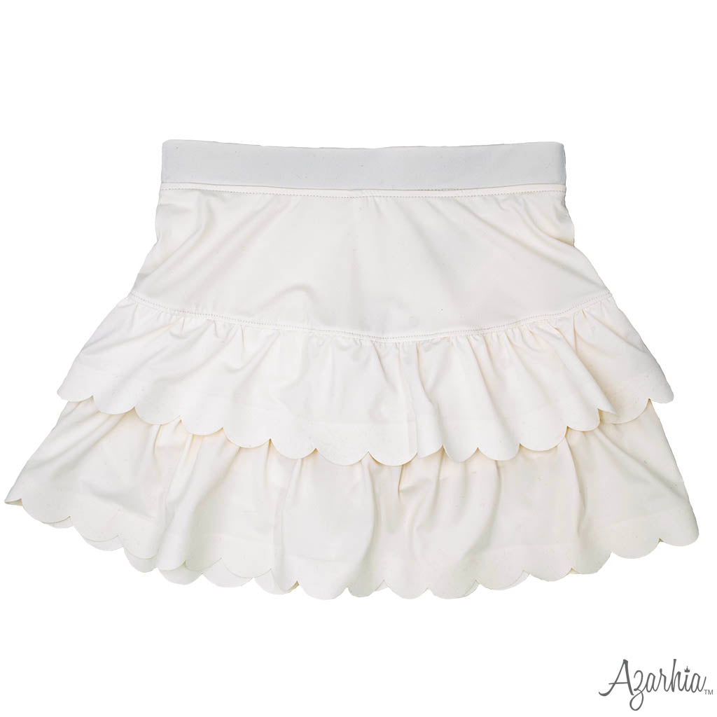 Youth Mini Scalloped Skort- White