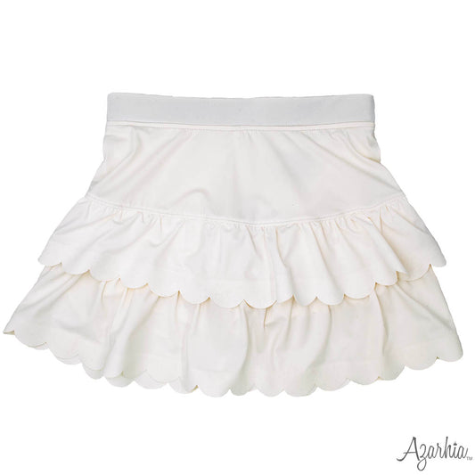 Youth Mini Scalloped Skort- White