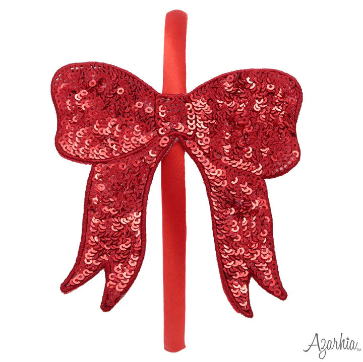 Youth Red Sequin Bow Headband