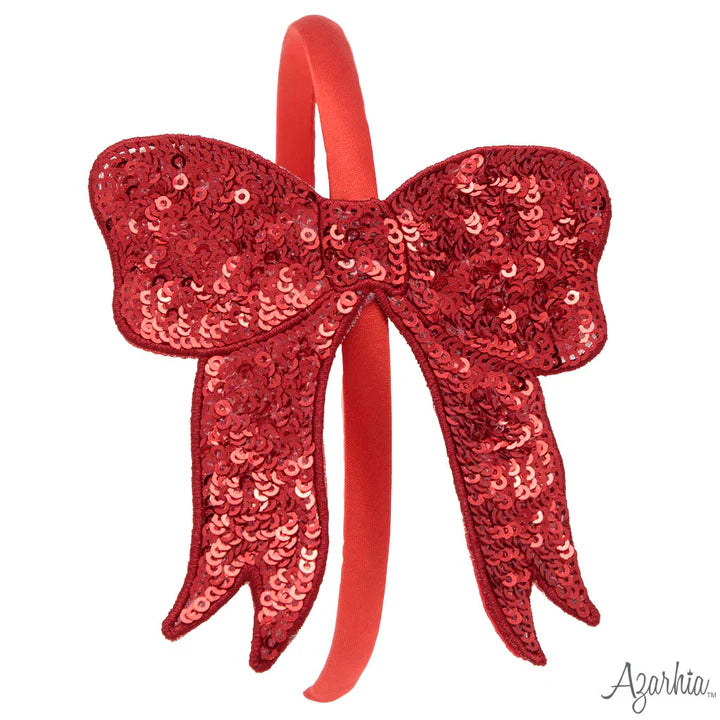 Youth Red Sequin Bow Headband