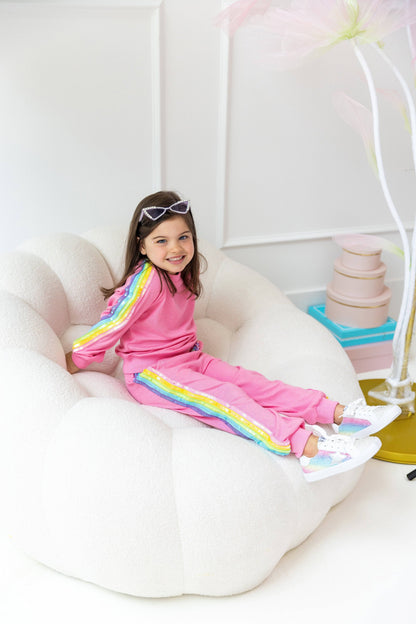 Youth Pink Rainbow Sequin Set
