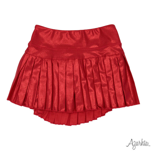 Youth Shimmer Red Mini Pleated Skort