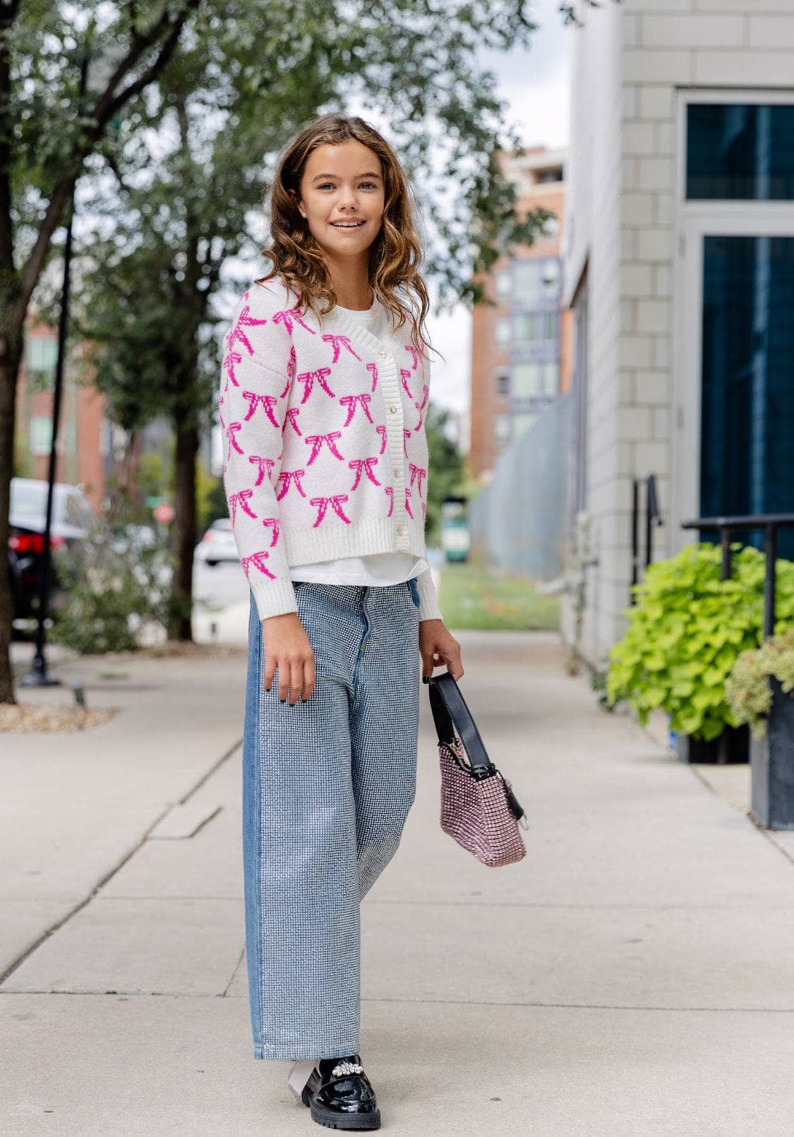 Youth Pretty in Pink Bow Cardigan
