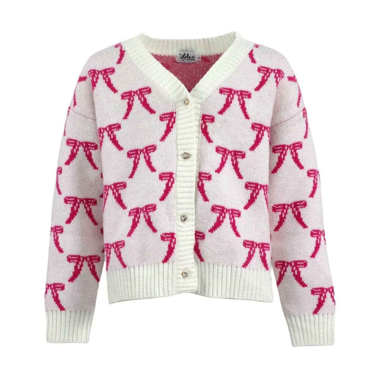 Youth Pretty in Pink Bow Cardigan