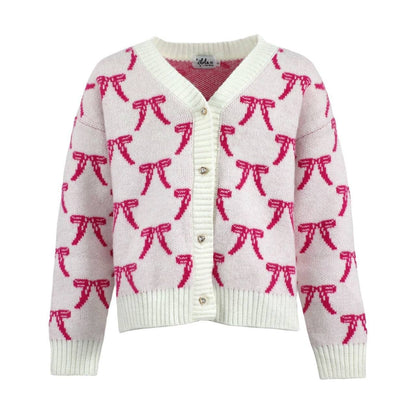 Youth Pretty in Pink Bow Cardigan
