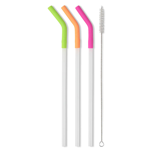 Swig Neon Lime, Orange, & Berry Reusable Straw Set