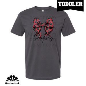 Toddler Slate Paw Print Bow Panthers Tee