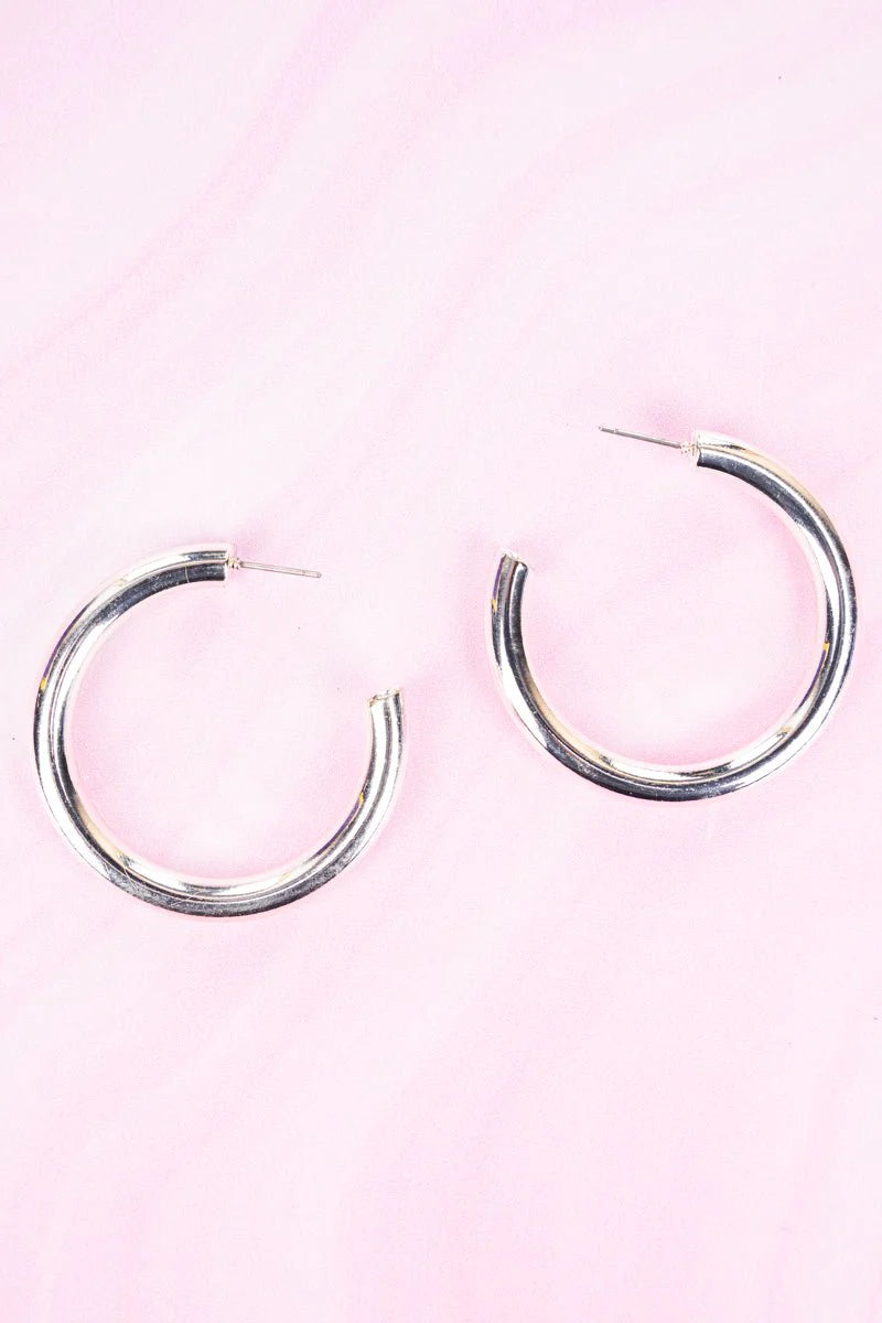Silvertone Harlow Hoop Earrings