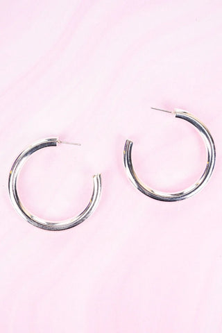Silvertone Harlow Hoop Earrings