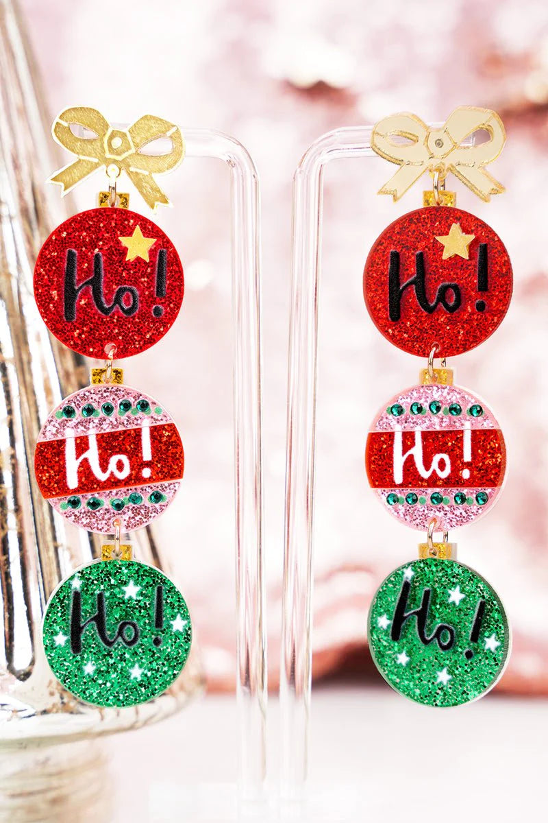 Red No Need to Claus a Scene Acrylic Earrings