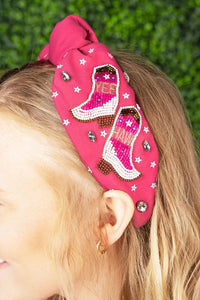 Fuchsia Yee Haw Beaded Headband