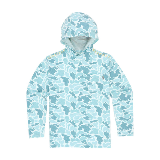 Youth Teal Camo Buxton Tech Hoodie