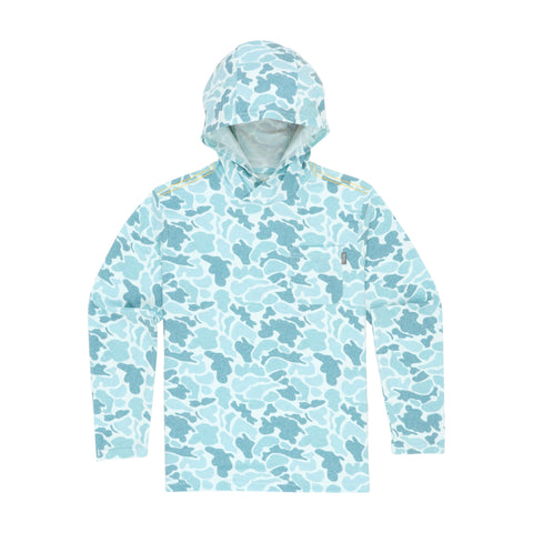 Youth Teal Camo Buxton Tech Hoodie