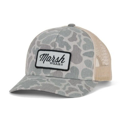 Dark Green Mallard Camo Script Trucker Hat