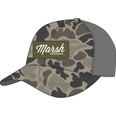 Stone Mallard Camo Script Trucker Hat