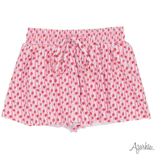 Youth Watercolor Strawberries Butterfly Shorts