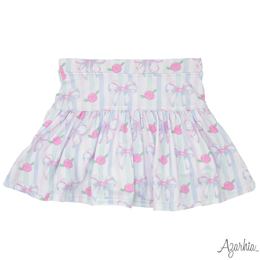 Youth Watercolor Bows Gathered Skort
