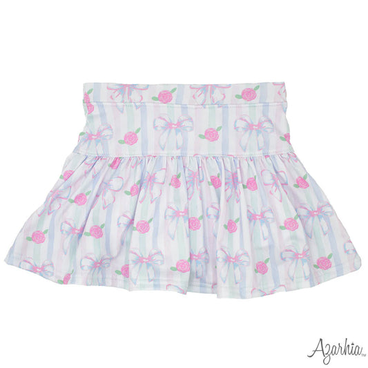 Youth Watercolor Bows Gathered Skort