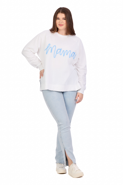 Mud Pie Blue Mama Sparkle Sweatshirt