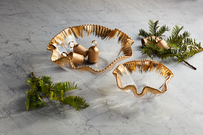 Mud Pie Gold Edge Ruffle Bowl