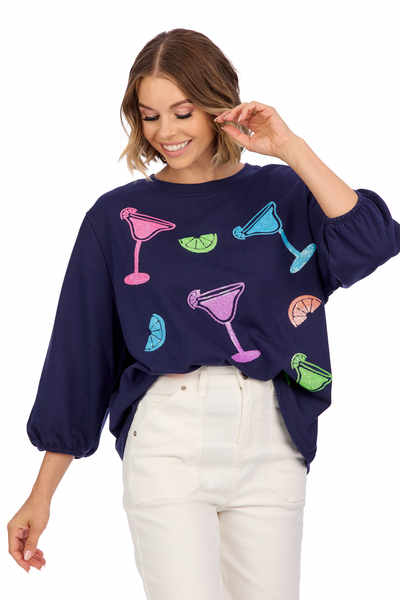 Mud Pie Navy Margarita Sparkle Sweatshirt