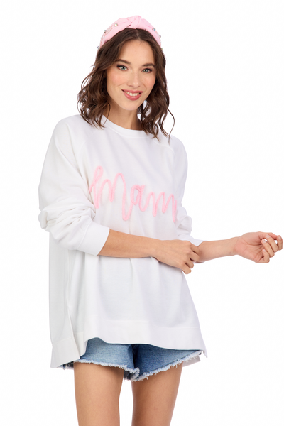 Mud Pie Pink Mama Sparkle Sweatshirt