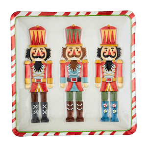 Mud Pie Nutcracker Glass Tray