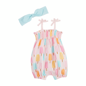 Mud Pie Popsicle Romper And Headband Set