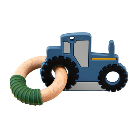 Mud Pie Blue Tractor Silicone Teether