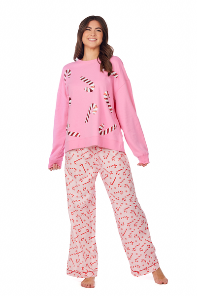 Mud Pie Pink Candy Cane Sparkle Sweatshirt