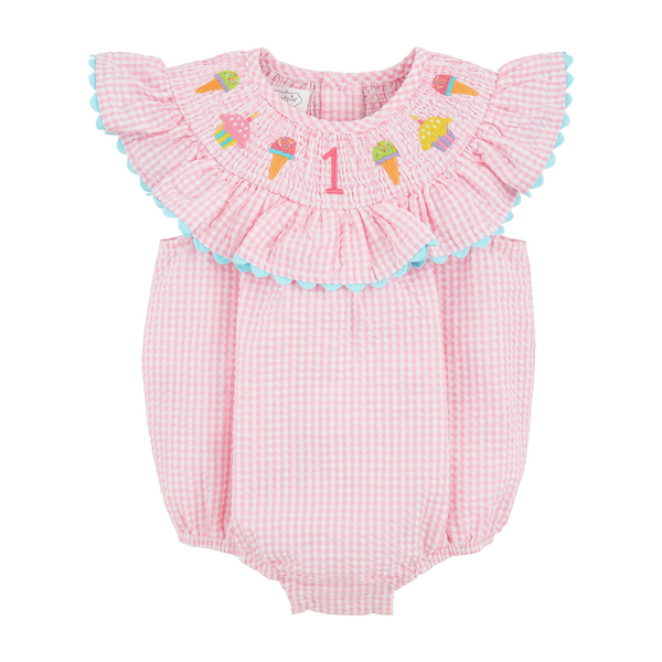 Mud Pie 1st Birthday Smocked Bubble