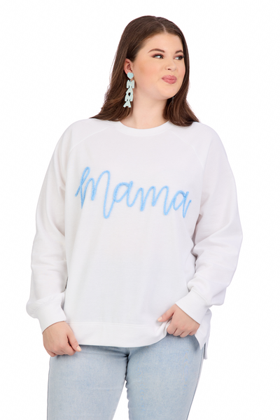 Mud Pie Blue Mama Sparkle Sweatshirt