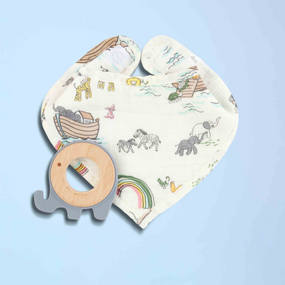 Mud Pie Noah's Ark Bib & Teether Set