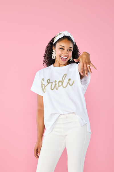 Mud Pie Gold Bride Sparkle Top