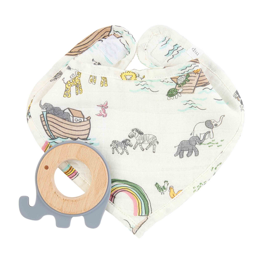 Mud Pie Noah's Ark Bib & Teether Set