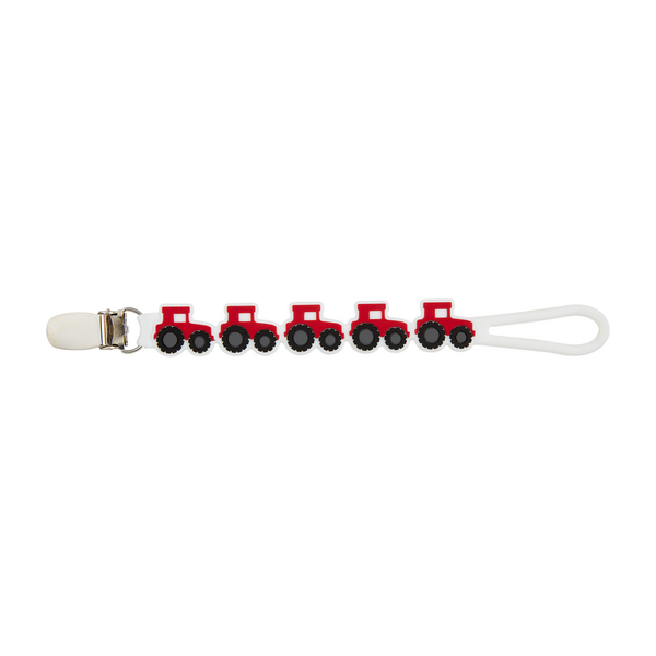 Mud Pie Red Tractor Silicone Pacy Strap