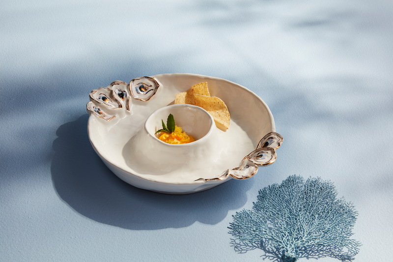 Mud Pie Round Oyster Chip & Dip Server