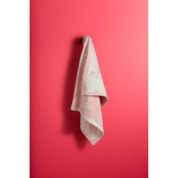 Mud Pie Light Pink Bow Chenille Blanket