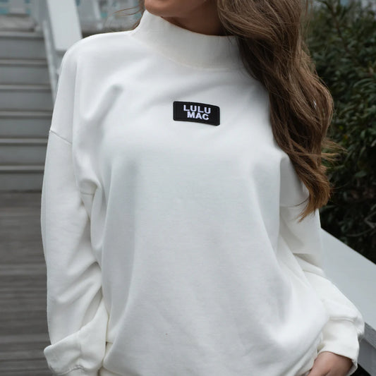 Lulu Mac White Terry Cloth Long Sleeve Top