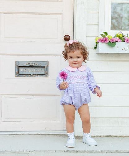 Trotter Street Purple Stripe Bows Bubble