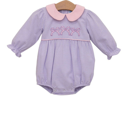 Trotter Street Purple Stripe Bows Bubble