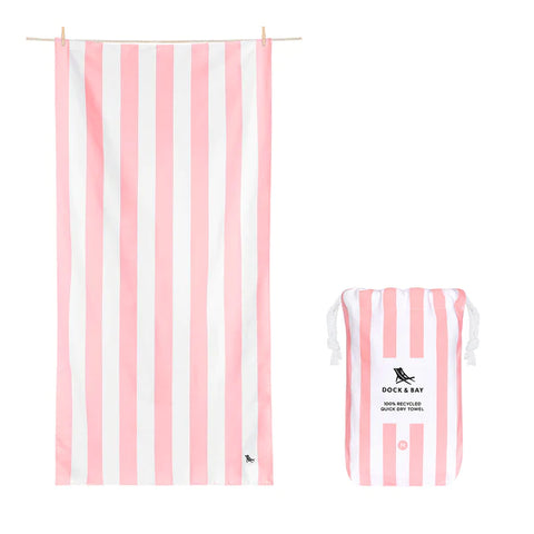 Medium Striped Quick Dry Towels - Malibu Pink